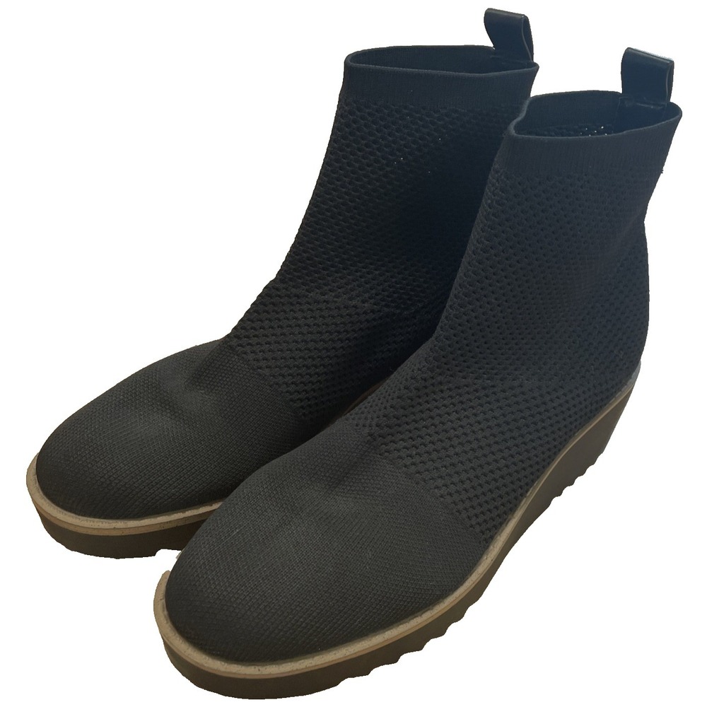 BANDOLINO Women's Black Reissa Knit Wedge Bootie 8M Pull-On Light Wear Comfy